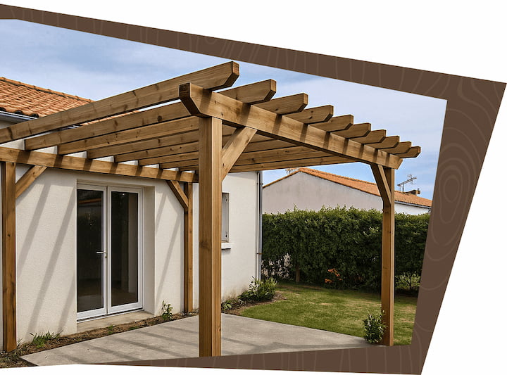 pergolas-en-bois-en-vendee-par-remaud-menuiserie-saint-gilles Pergola en bois installée dans un jardin à Saint-Gilles-Croix-de-Vie